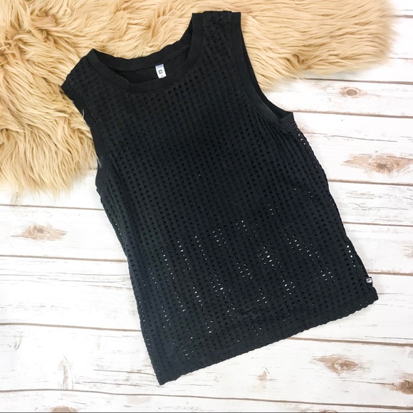 Fabletics Black Mesh Workout Top - Picture 1 of 5